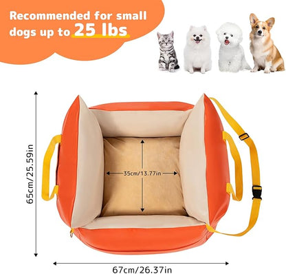 Dog Car Seat for Small Dogs Waterproof Travel Dog Bed for Car Backseat Pet Car Seat(Orange 25 lbs)
