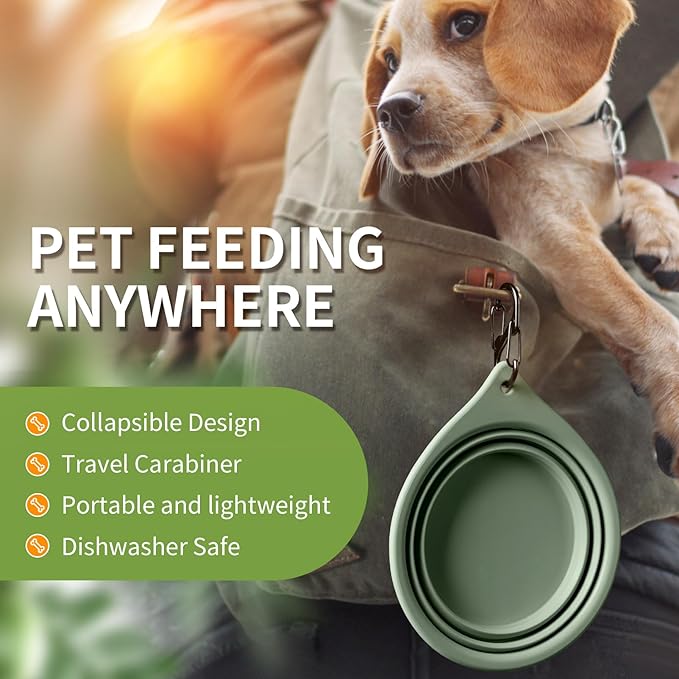 Collapsible Dog Bowls 2pcs for Puppy Bowl, Portable Dog Bowl for Small to Medium Sized Dogs and Cats, Travel Dog Bowl is Ideal for Traveling and Hiking BPA Free