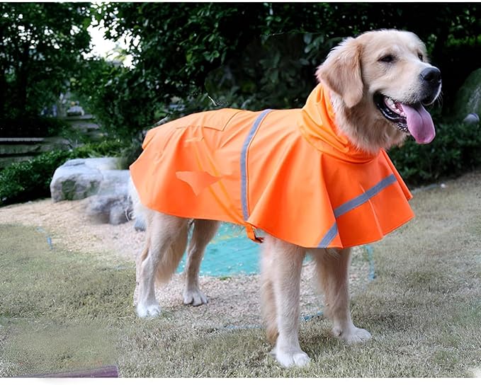 NACOCO Large Dog Raincoat Adjustable Pet Water Proof Clothes Lightweight Rain Jacket Poncho Hoodies with Strip Reflective (XXXL