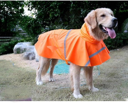 NACOCO Large Dog Raincoat Adjustable Pet Water Proof Clothes Lightweight Rain Jacket Poncho Hoodies with Strip Reflective (XXXL