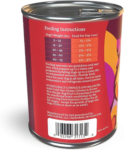 Solid Gold Canned Dog Food for Adult & Senior Dogs - Made with Real Chicken and Whole Grains - Star Chaser High Calorie Wet Dog Food for Healthy Digestion and Immune Support…