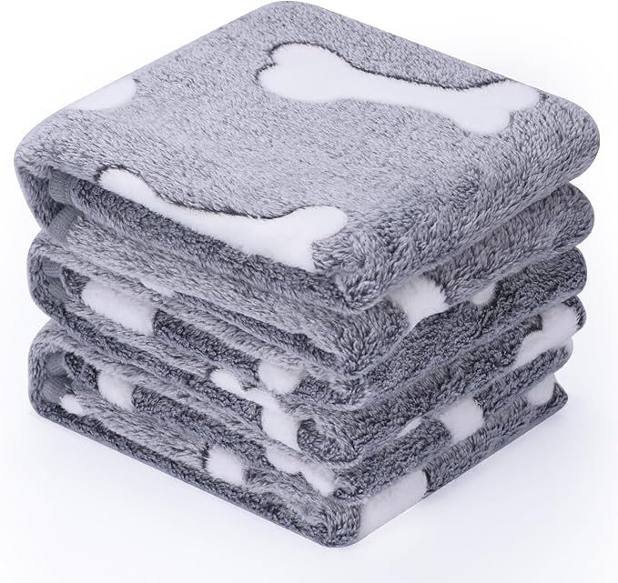 1 Pack 3 Dog Blankets Super Soft Puppy Bone-Large(40"x30")
