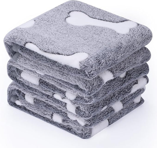 1 Pack 3 Dog Blankets Super Soft Puppy Bone-Large(40"x30")