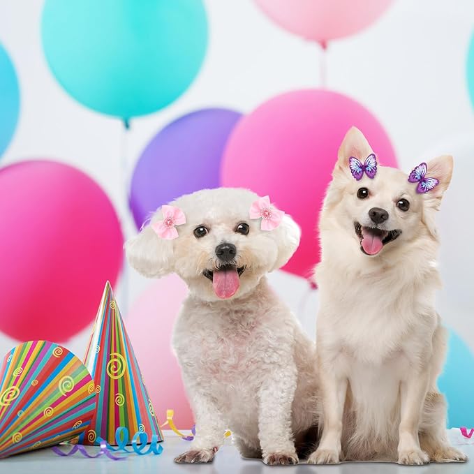 50 Pcs Dog Hair Bows Bulk with Rubber
