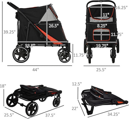 NicBex Dog Stroller One-Click Foldable Doggy Stroller Pet Stroller with Storage Smooth Ride with Shock Absorption