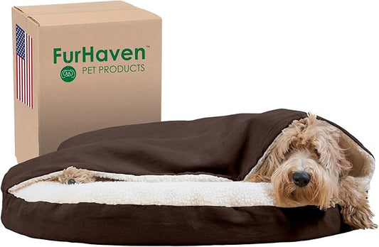 Furhaven 35" Round Orthopedic Dog Bed for Large/Medium Dogs w/ Removable Washable Cover 50 lbs 35-inch
