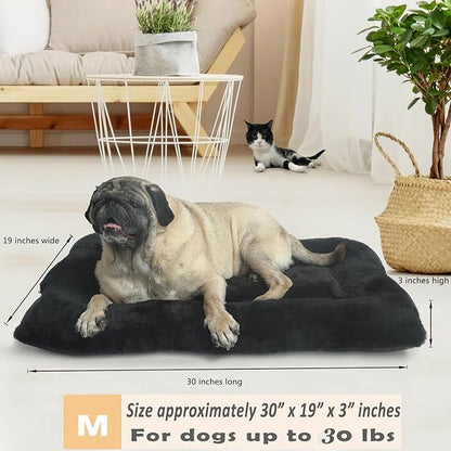 30 Inch Dog Crate Bed for Kennel or Cage Washable,Soft Cozy Dog Crate Pad 30x19 for Medium Dogs with Anti Slip Pet Sleeping Mattress up to 30 lbs,Black