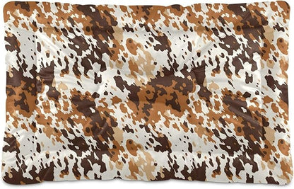 Brown Cow Print Pattern Pet Bed Pad Soft Dog Bed Mat with Anti-Slip Bottom 24 * 18inches
