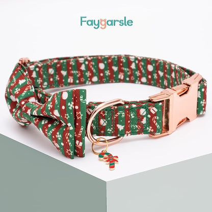 Faygarsle Red Green Dog Collar Christmas Design