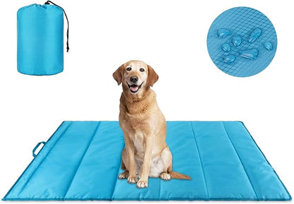 YUEPET 47"×27" Waterproof Outdoor Dog Bed, Portable Camping Dog Bed Easy to Clean Travel Outdoor Dog Mat for Large Medium Dogs Puppy with Storage Bag（Cyan）