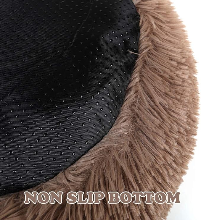 otoez Round Donut Dog Bed for Large Dogs (39.3", Khaki)