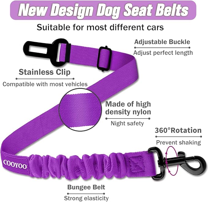 COOYOO Dog Seat Belt 3 Piece