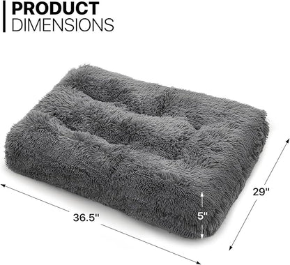 MoNiBloom 36.5"x29"x5" Dog Beds for Medium Size Dogs Machine-Washable Long Plush Pet Beds Warming Cozy Soft Bed for Dogs and Cat