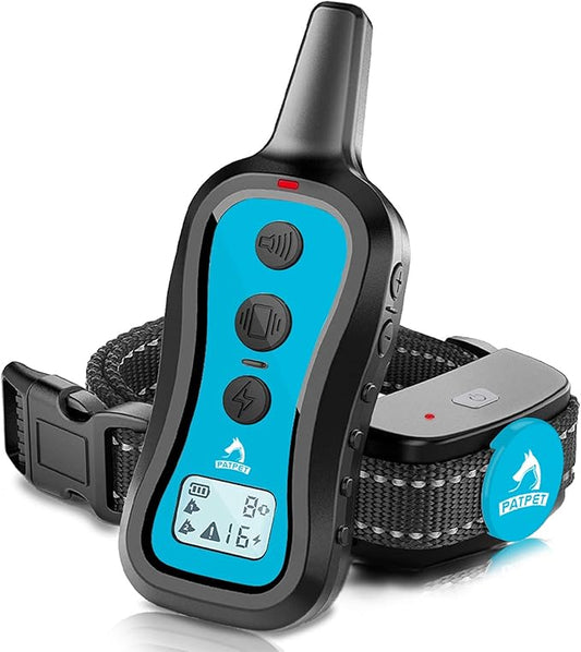 PATPET Dog Training Collar Dog Shock Collar with Remote - 3 Training Modes, Beep, Vibration and Shock, Up to 1000 ft Remote Range, Rainproof for Small Medium Large Dogs