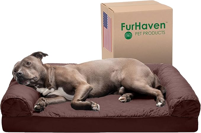 Furhaven Orthopedic Dog Bed for Large/Medium Dogs w/ Removable Bolsters & Washable Cover 55 lbs