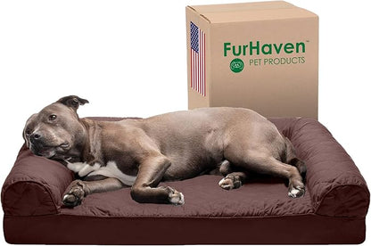 Furhaven Orthopedic Dog Bed for Large/Medium Dogs w/ Removable Bolsters & Washable Cover 55 lbs