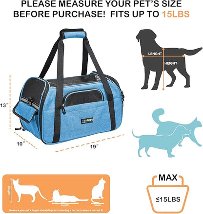 JESPET Soft-Sided Kennel Pet Carrier for Small Dogs, Cats, Puppy, Airline Approved Cat Carriers Dog Carrier Collapsible, Travel Handbag & Car Seat