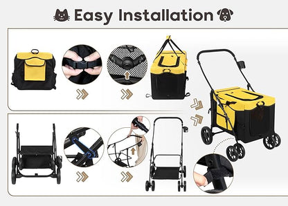Dog Stroller for Small Medium Dogs 2 Cats,Foldable 360 ̊