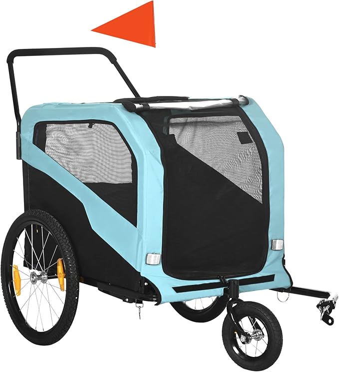 Aosom 2-in-1 Dog Bike Trailer Pet Stroller Carrier for Large Dogs with Hitch