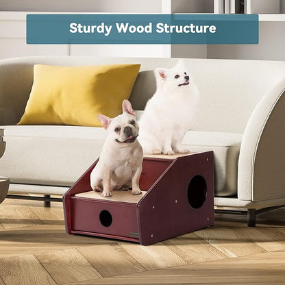 Petsfit Wooden cat ramp for Old Cats Red(21x17x14 inch)