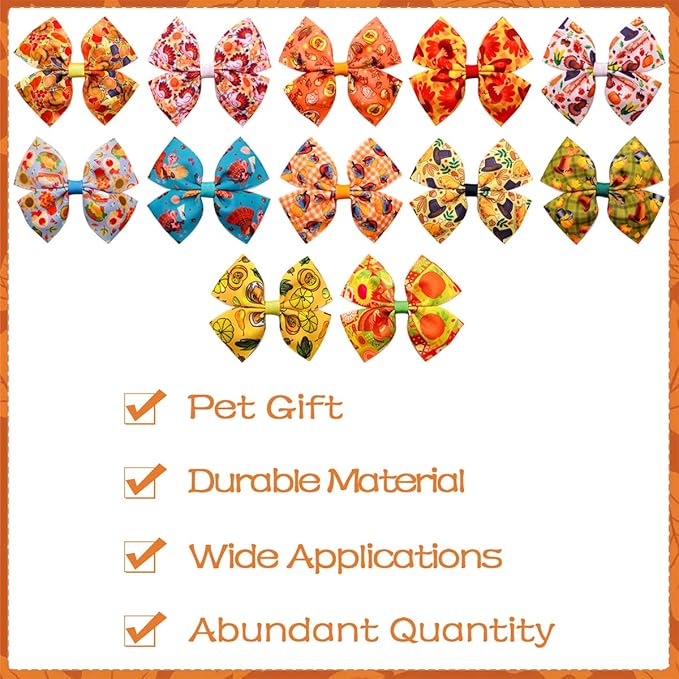 24Pcs/12 Pairs 4" Big Dog Hair Bows Thanksgiving