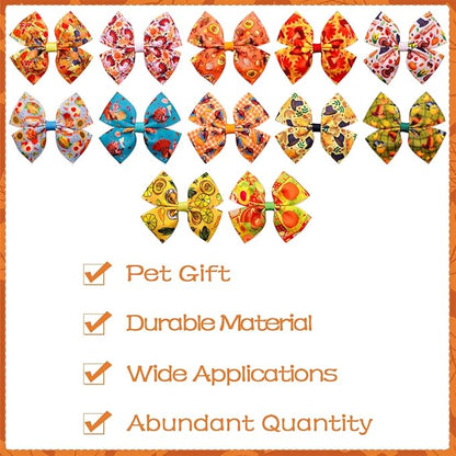 24Pcs/12 Pairs 4" Big Dog Hair Bows Thanksgiving