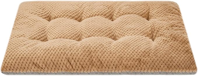 WONDER MIRACLE Fuzzy Deluxe Pet Beds, Super Plush Dog or Cat Beds Ideal for Dog Crates, Machine Wash & Dryer Friendly (23" x 35", L-Mocha)