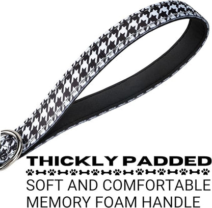 EcoBark Dog Leash - 4 FT / 5 FT / 6 FT Reflective Dog Leash- Eco-Bright Dog Leashes with Padded Handle - Strong Heavy Duty Dog Leash - Nylon Dog Leash for Medium and Large Dogs (Houndstooth Dog Leash)