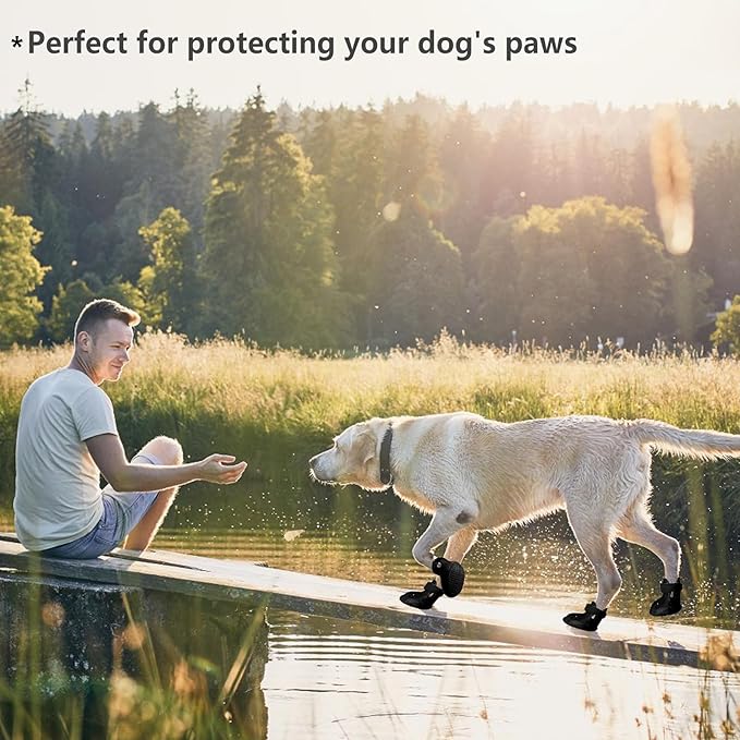 Dog Shoes, Dog Sandals for Hot Pavement Outdoor Dog Boots Non-Slip Waterproof Dog Booties for Summer 4Pcs Dog crocs with Rugged Sole Black