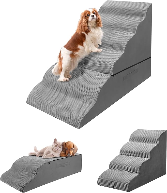 30 Inches Dog Steps, 6 Steps Dog Stairs for High Bed 30-36 Inches, LitaiL Dog Ramps for Small Dogs, Older Injured Pets with Joint Pain, Non-Slip Pet Foam Stairs No Assembly