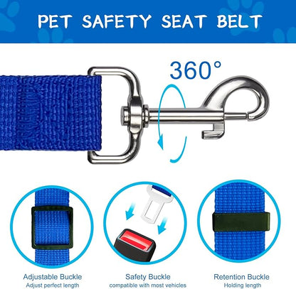 2 PCS Dog Seat Belt for Car Frskcssd Adjustable Dog Car Harness Heavy Duty Nylon Dog Safety Seat Belt Durable Pet Seat Belts for Small & Large Dogs Supports All Cars Quick & Easy Installation (Blue)