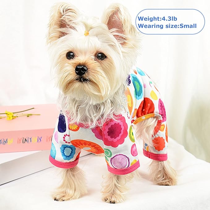 Dog Pajamas Pjs Spring Summer Dog Clothes for Small Dogs Girl - Boy - Medium Size Dogs, Soft Stretchy Puppy Clothes Doggie Onesies Cat Pet Jammies Outfit (Floral, XX-Large)