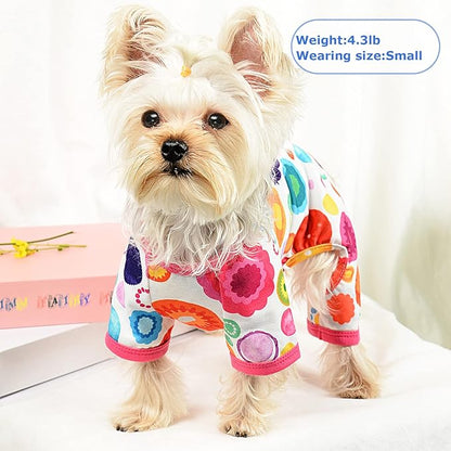 Dog Pajamas Pjs Spring Summer Dog Clothes for Small Dogs Girl - Boy - Medium Size Dogs, Soft Stretchy Puppy Clothes Doggie Onesies Cat Pet Jammies Outfit (Floral, XX-Large)