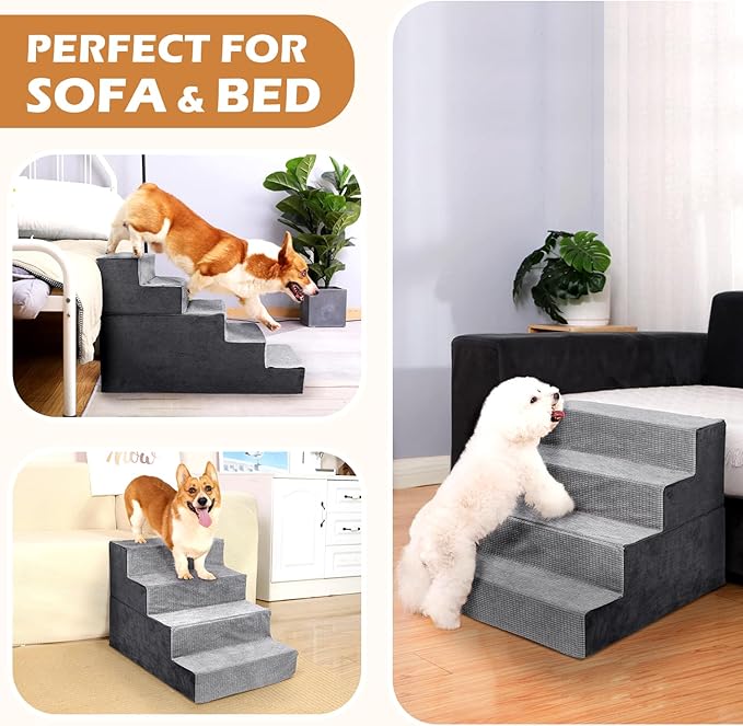 Heeyoo Dog Stairs for Small Dogs 4-Step Dog 18" High