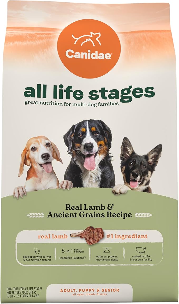 Canidae All Life Stages Real Lamb & Ancient Grains Recipe – High Protein Premium Dry Dog Food for All Ages, Breeds, and Sizes– 5 lbs.