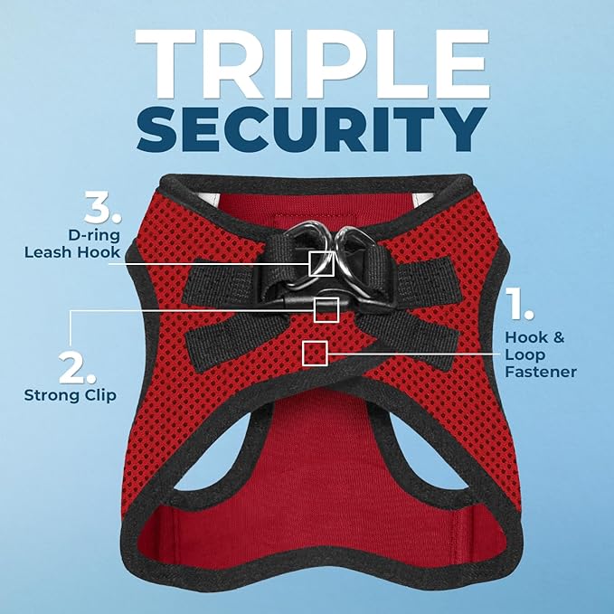 Voyager Step-in Air Dog Harness - All Weather Mesh Step in Vest Harness for Small and Medium Dogs and Cats by Best Pet Supplies - Harness (Red/Black Trim), XL (Chest: 20.5-23")