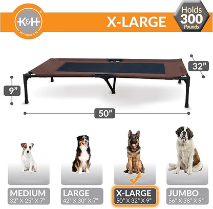 K&H Pet Products Dog Cots Beds for Large Dog- Elevated Outdoor Dog Cot Bed- Raised Dog Hammock Cooling Bed- Washable