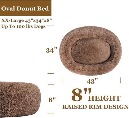 Coohom Oval Calming Donut Cuddler Dog Bed Bed(30"/36"/43") for (XXL(43"x34"x8"), Camel)