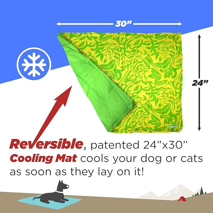 Coleman Medium Green Botanical Pattern Reversible Cooling Mat 24” x 30”