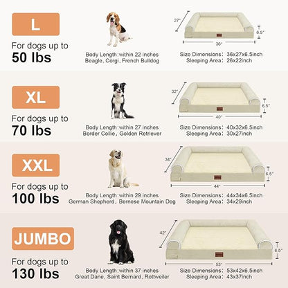 Large Dog Bed Orthopedic Washable: Jumbo Dog Bed Bolster Extra Large Dogs Egg Crate Foam Sofa Couch Waterproof Removable Cover