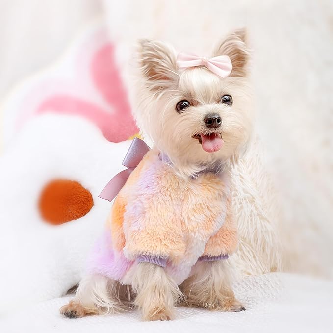 Tie Dye Dog Shirt XXS Dog Clothes for Small Dogs Girl Boy Winter Puppy Sweater Fleece Warm Pet Outfit for Cats Dogs Cute Doggy Apparel Cold Weather Dog Coat (X-Small 3)