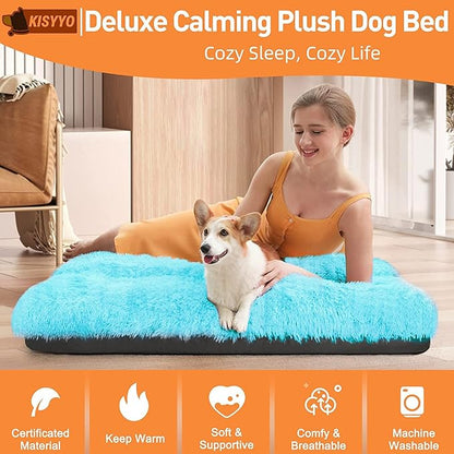 KISYYO Dog Beds for Large Dogs Fixable Deluxe Cozy Dog Kennel Beds for Crates Washable Dog Bed 36 x 23 x 3 Inches,