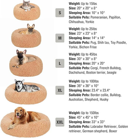 Veehoo Calming Dog Bed for Large Medium Dog 100 lbs 36", Beige