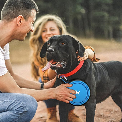 Rest-Eazzzy Large Collapsible Dog Bowls for Travel, 2-Pack Dog Portable Water Bowl for Dogs Cats Pet Foldable Feeding Watering Dish for Traveling Camping Walking with 2 Carabiners, BPA Free