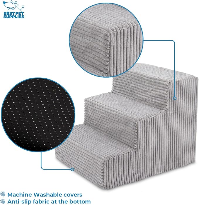 Best Pet Supplies Foam Pet Steps Cover for Small Dogs and Cats 3-Step (Cover