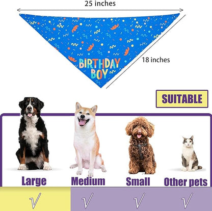 Birthday Boy Dog Bandana, Printed Dog Bandana Pet Scarf Dog Birthday Party Supplies for Dogs Pet Accessories for Dog Lovers Reveal Ideas