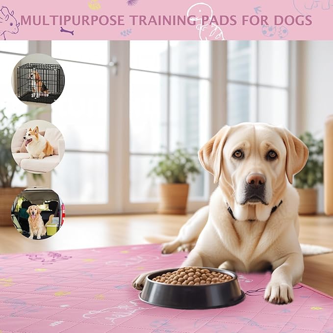 IEUUMLER Washable Pee Pads for Dogs 2 Pack EU007 (Pink 48"X30"-2pcs)