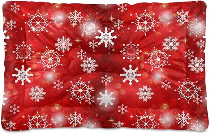 Christmas Snowflakes Pet Bed Pad Soft Dog Bed Mat with Anti-Slip Bottom 24 * 18inches