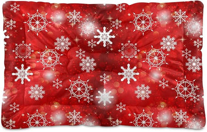 Christmas Snowflakes Pet Bed Pad Soft Dog Bed Mat with Anti-Slip Bottom 24 * 18inches