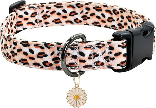Leopard Patterns Dog Collar with Pendant